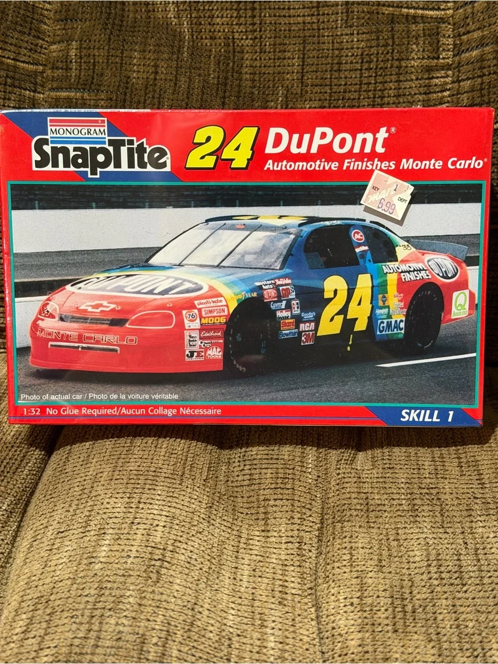Monogram SnapTite 24 DuPont Monte Carlo Toy Race Car - Red/Blue/Yellow
